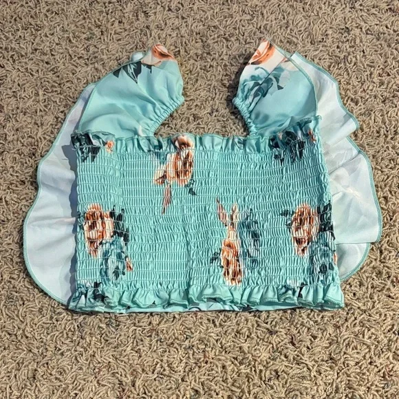 Floral Blue Kids Skirt Set - Picture 4 of 5